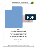 Perfil de Investigacion Factores de Transmision Del Dengue