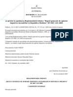 Cu Privire La Aprobarea Reglementării Tehnice "Reguli Generale de Apărare Împotriva Incendiilor În Republica Moldova" RT DSE 1.01-2005