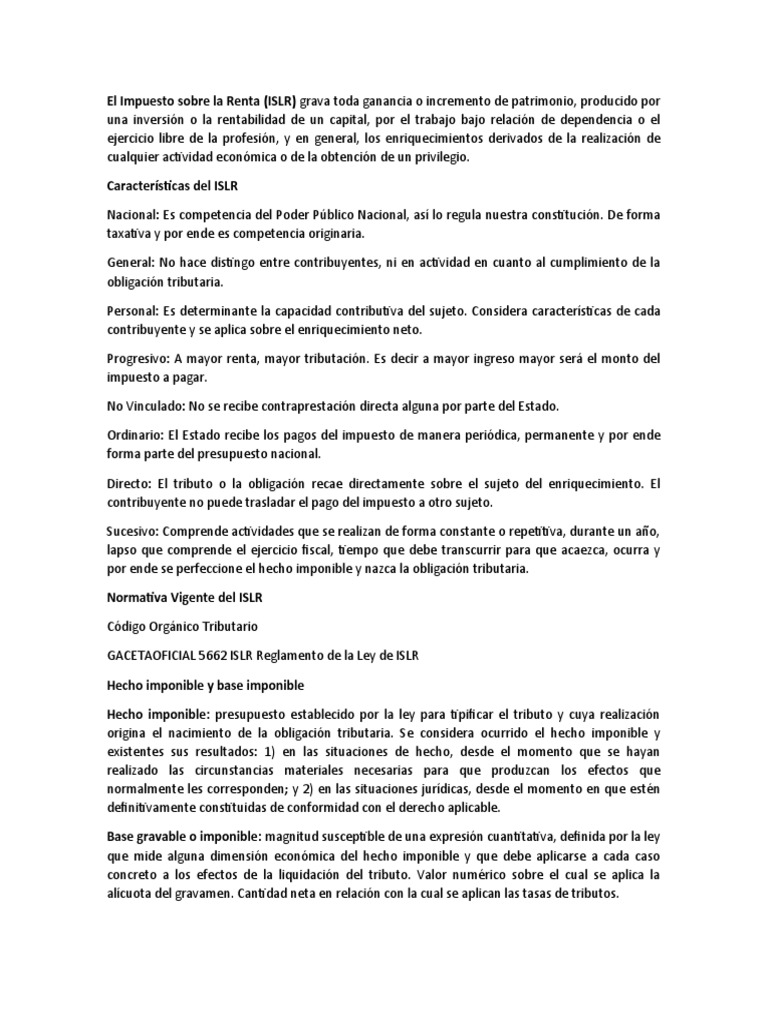 El Impuesto Sobre La Renta MODULO I | PDF | Impuestos | Impuesto sobre ...