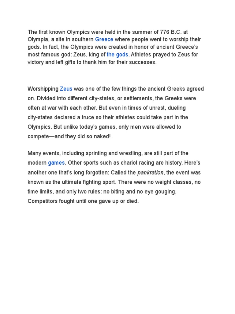 History of The Olympics PDF