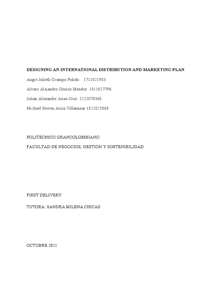 Designing An International Distribution and Marketing Plan PDF