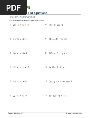 Grade 5 Two Sided Equations A | PDF