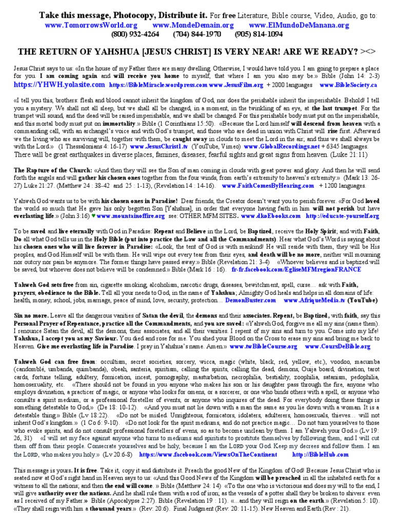 The Return Of Christ Le Retour Du Christ Pdf Religious Belief And