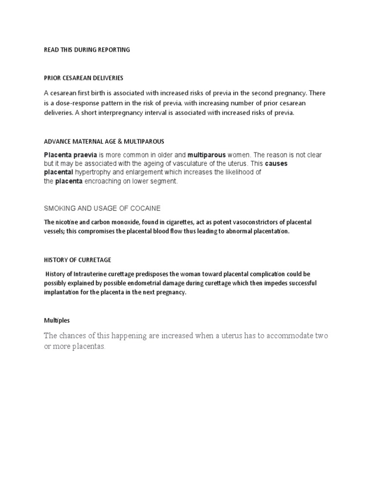 Placenta previa - Diagnosis & treatment - Mayo Clinic