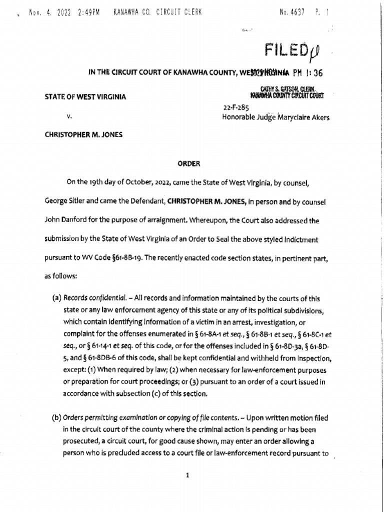Judge Akers Order in Christopher Jones Case | PDF