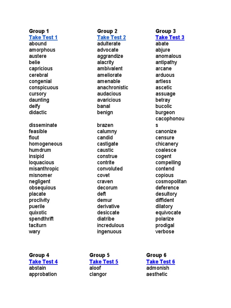 GRE Vocabulary Mastery: 1000 Words | PDF | Law