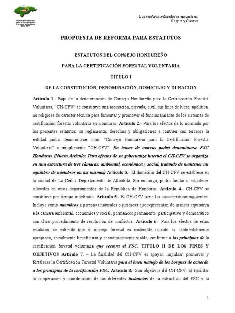 Propuesta de Reforma de Estatutos (Asamblea Extraordinaria) | PDF ...