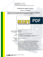 Certificado de registro de marca para administração de negócios esportivos