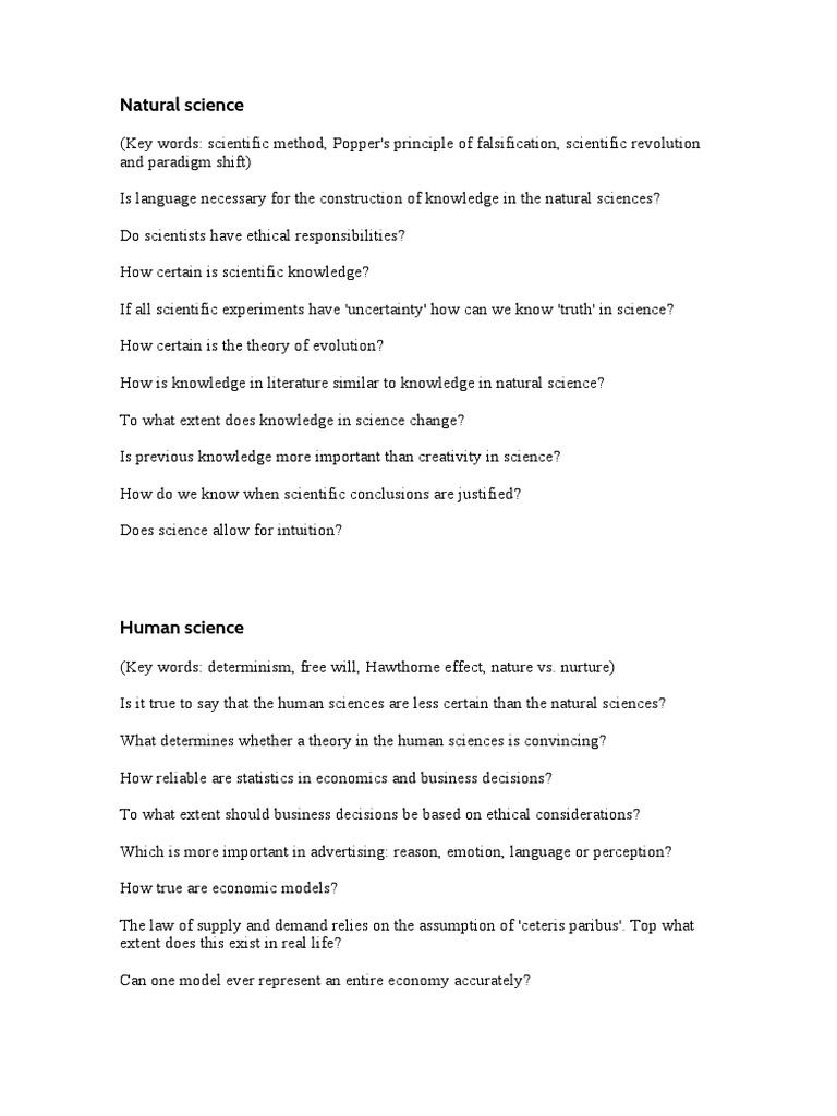 Exploring key aspects of scientific knowledge and methodology in the