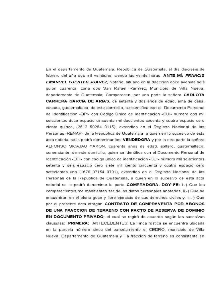 Contrato de Compraventa en Guatemala | PDF | Guatemala | Justicia