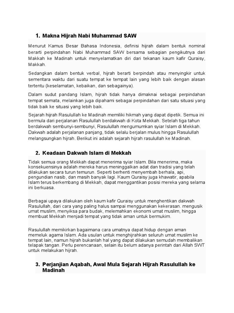 Hijrah Nabi Muhammad SAW Ke Madinah Tugas Kelompok Agama PDF