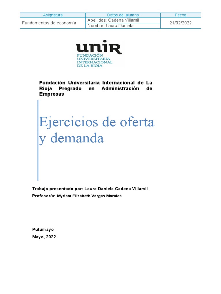 Ejercicios Oferta y Demanda | PDF | Curva de demanda | Oferta (economía)