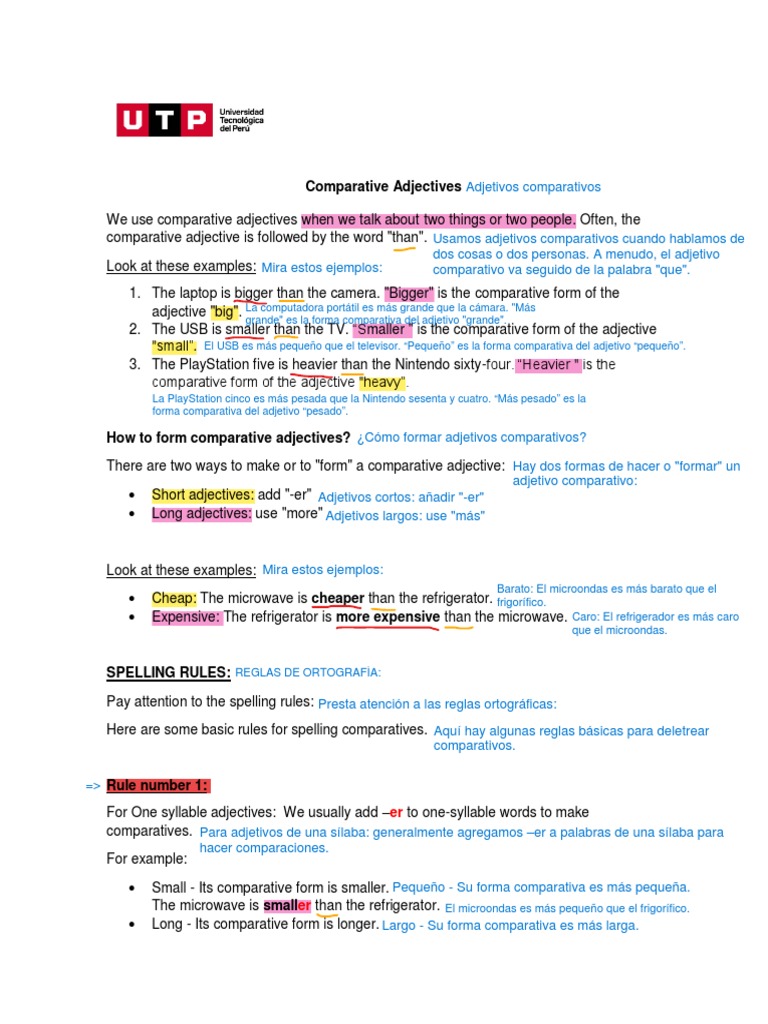 Week 11 - Script - Comparative Adjectives | PDF | Equipo | Bienes ...