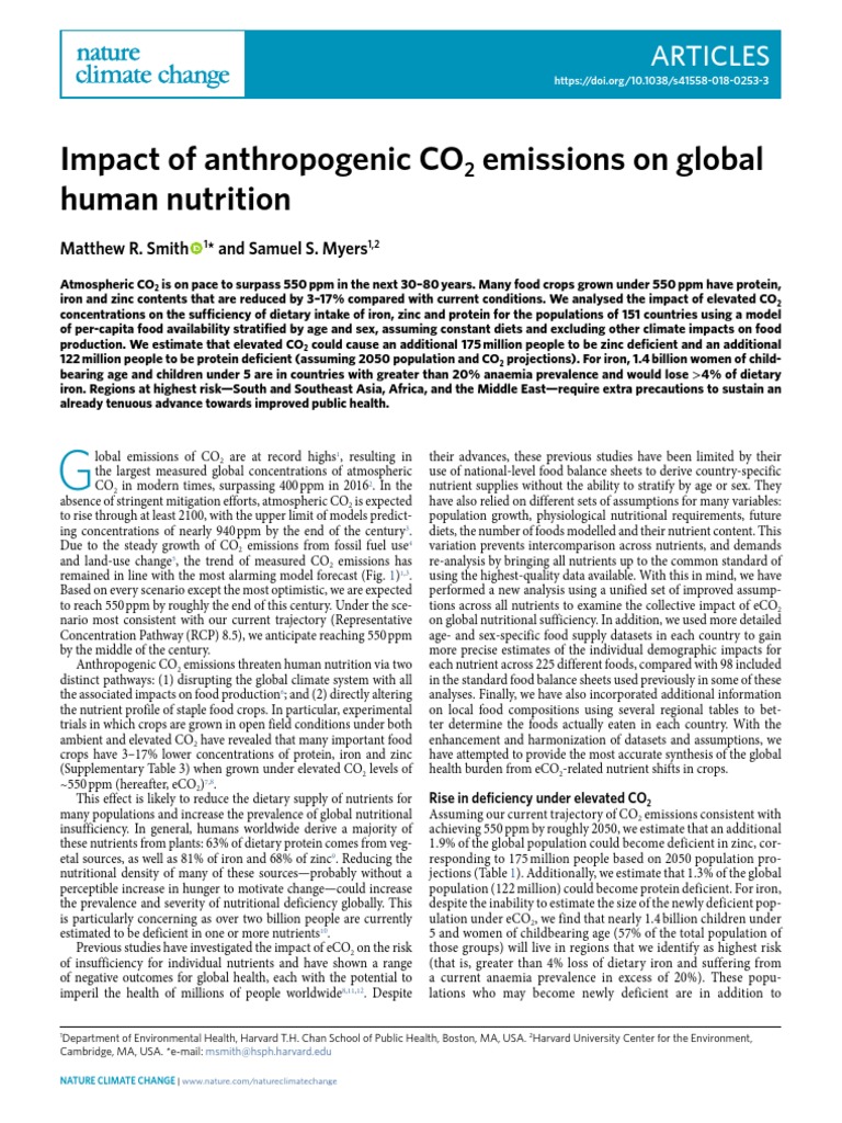 Impact of Anthropogenic CO2 Emissions On Global | PDF | Malnutrition ...