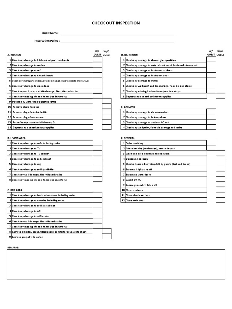 Condo Inspection Checklist Guide | PDF | Bed | Bathroom