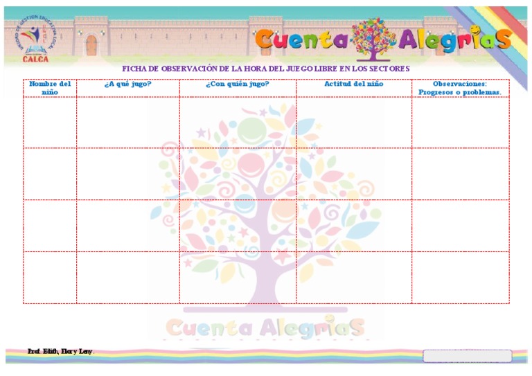FICHA DE OBSERVACIÓN DE LA HORA DEL JUEGO LIBRE EN LOS SECTORES | PDF