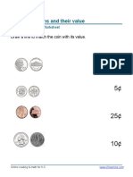 Kindergarten Money Match Coin To Value B