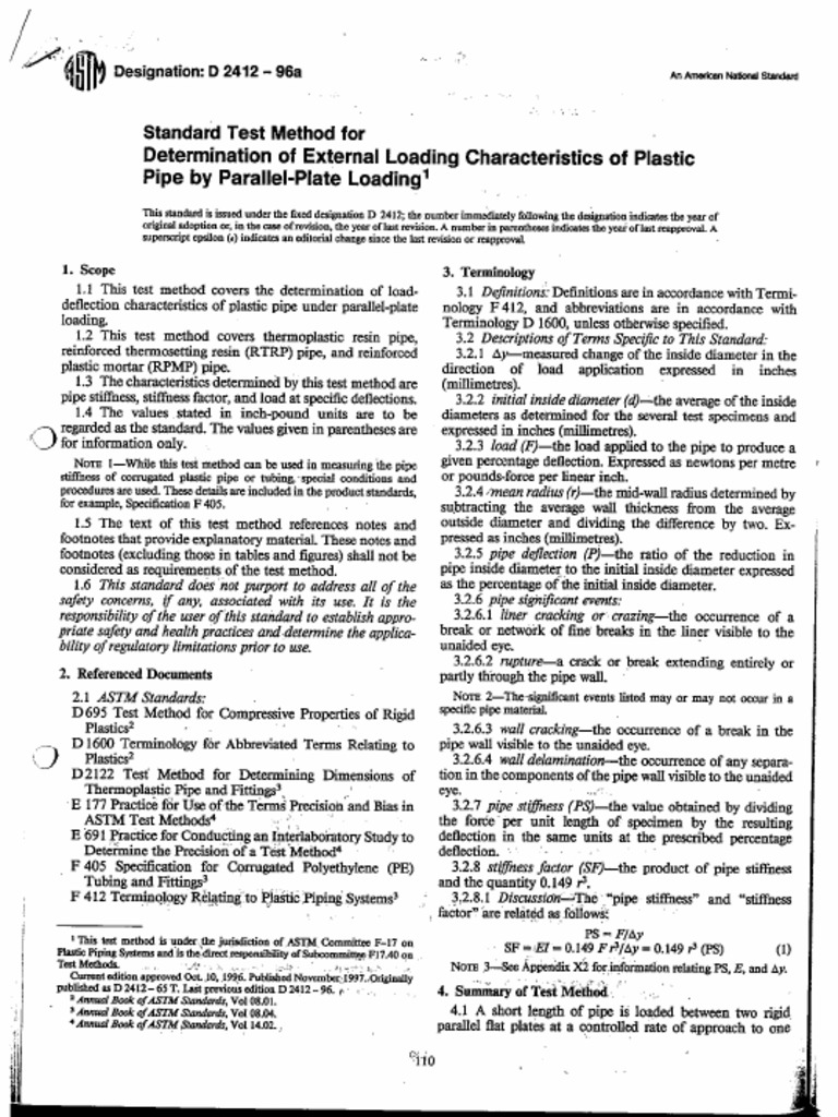 ASTM D2412 - 96 External Loading Pipe by Parallel Plate | PDF