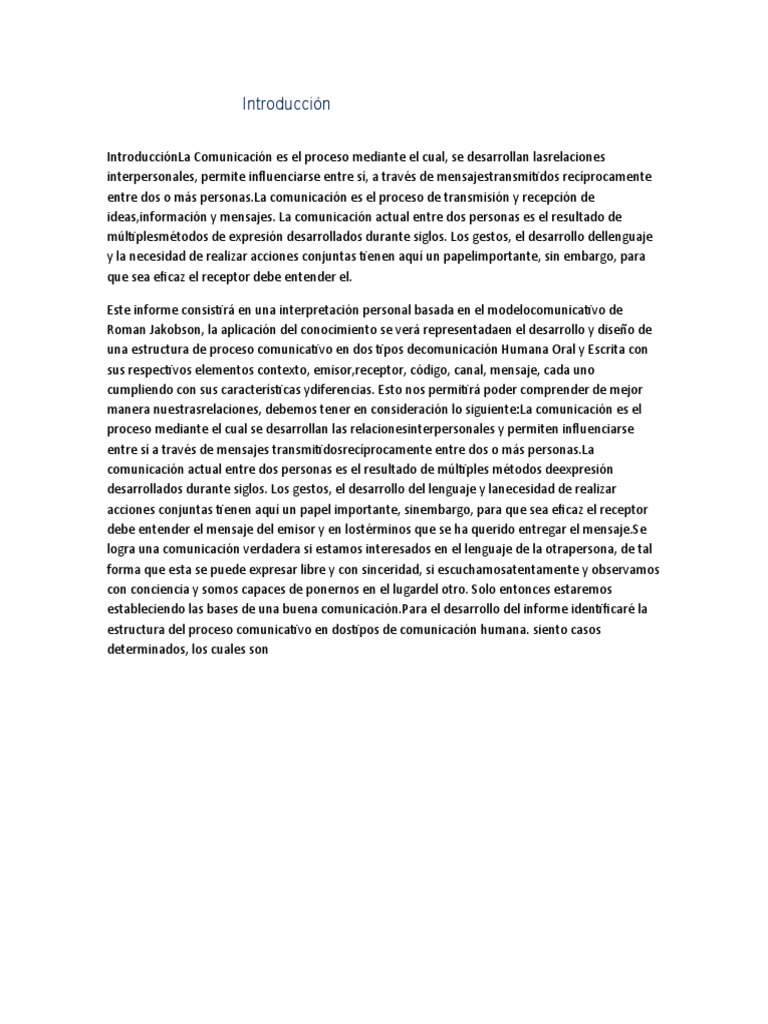 Introducción Comunicacion Oral Y Escrita Pdf