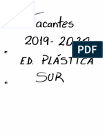 Vacantes Año 2019-2020 - Plástica - Sur