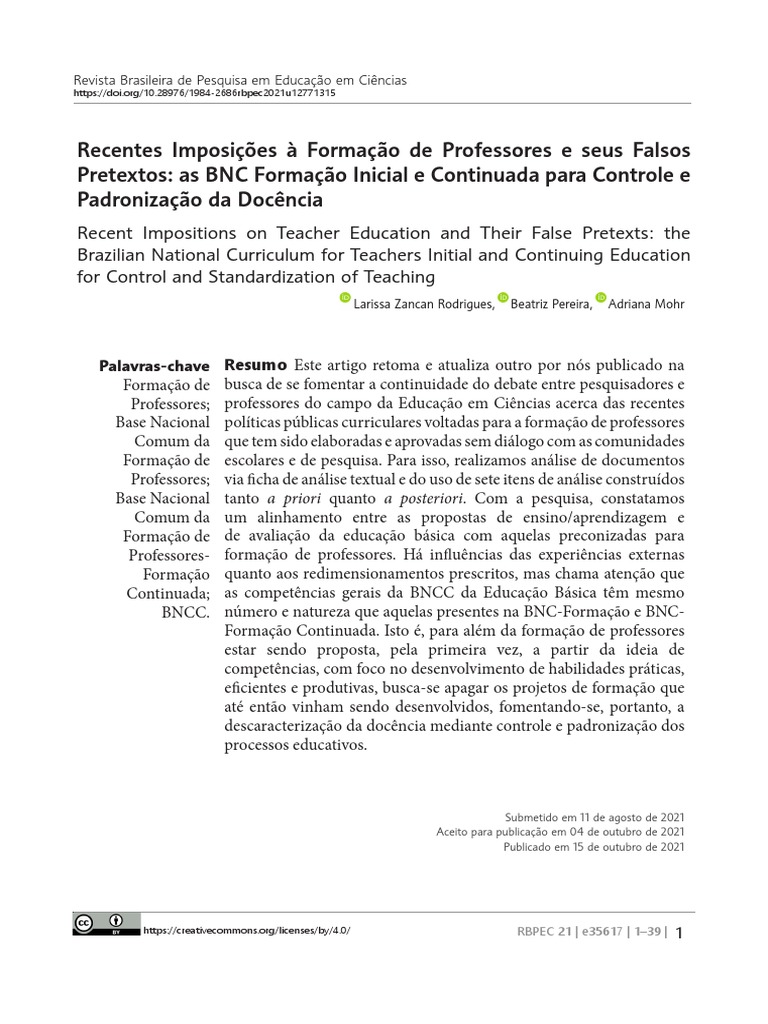 Imposições na Formação de Professores | PDF | Pedagogia | Science