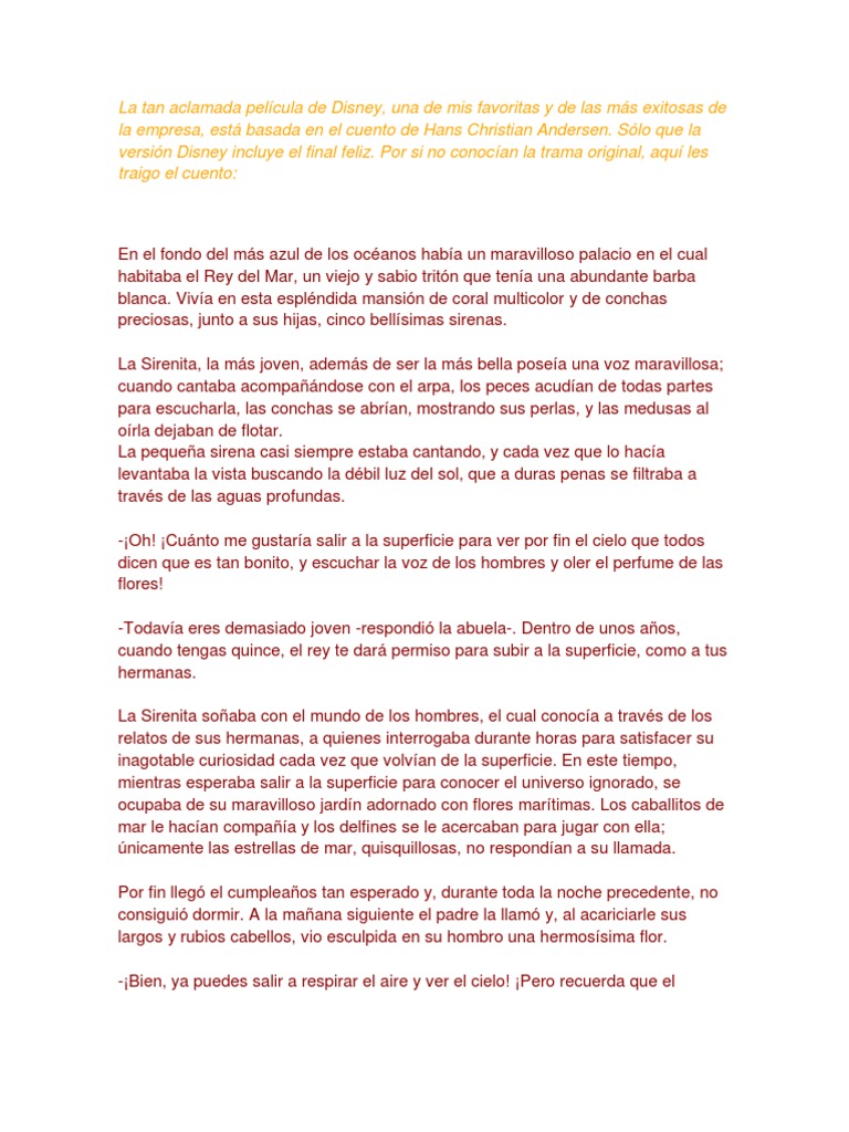 La Verdadera Historia de A SIRENITA PDF Sirena Naturaleza