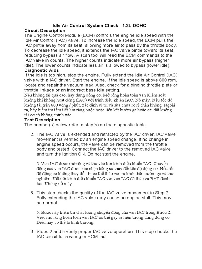Idle Air Control System Check PDF