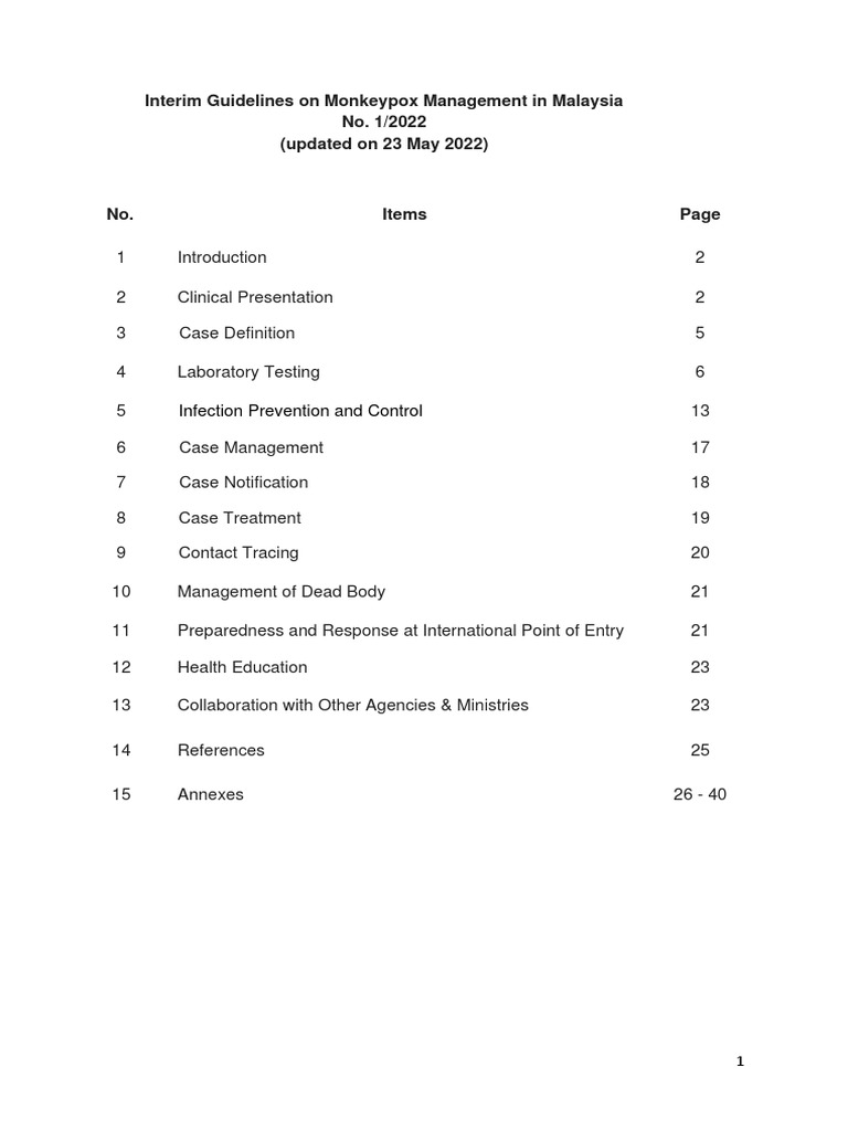 Interim Guidelines On Monkeypox Management in Malaysia 2022 | PDF ...