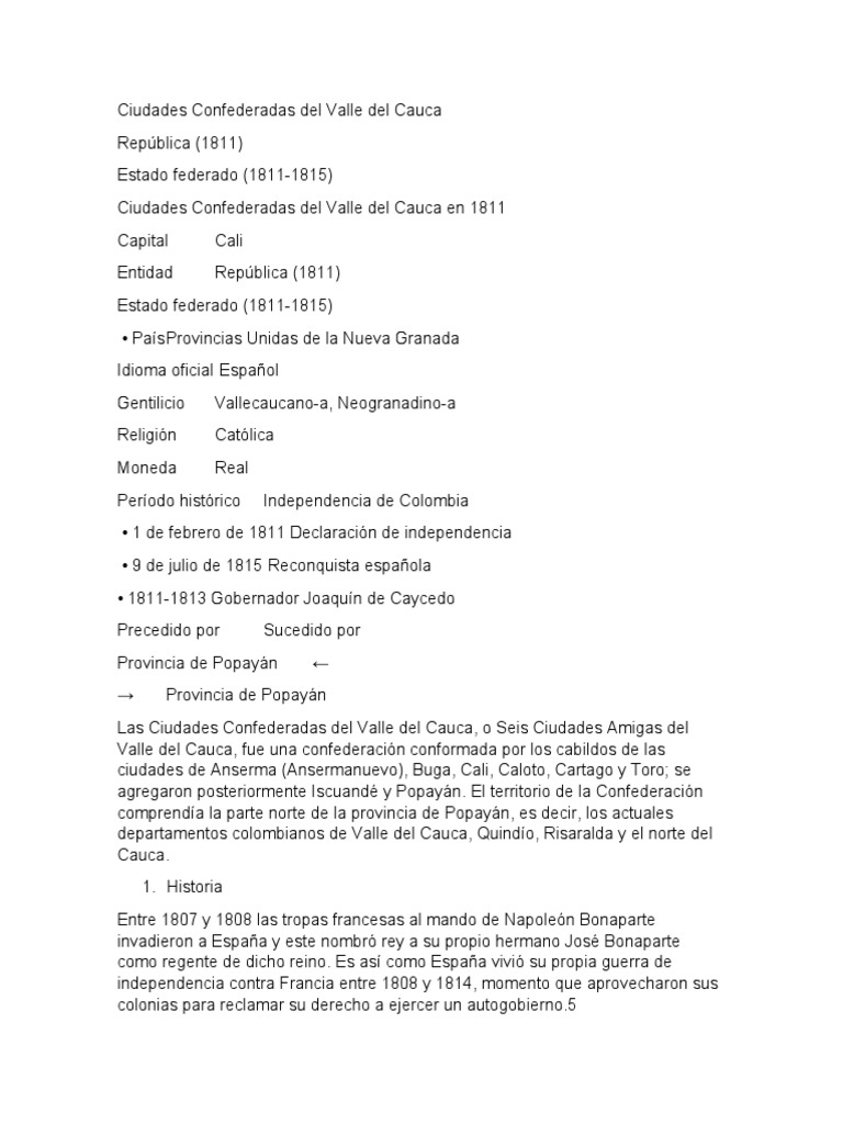Ciudades Confederadas Del Valle Del Cauca PDF