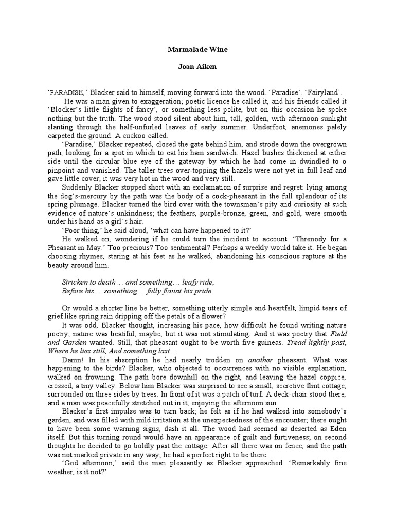 Marmalade Wine by Joan Aiken PDF