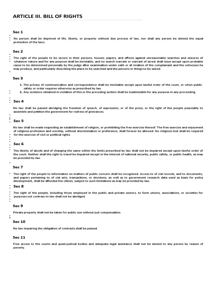 Article III Bill of Rights Word | PDF | Search And Seizure | Applied Ethics