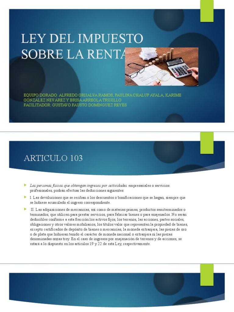 Deducciones del Impuesto sobre la Renta | PDF | Impuesto sobre la renta ...