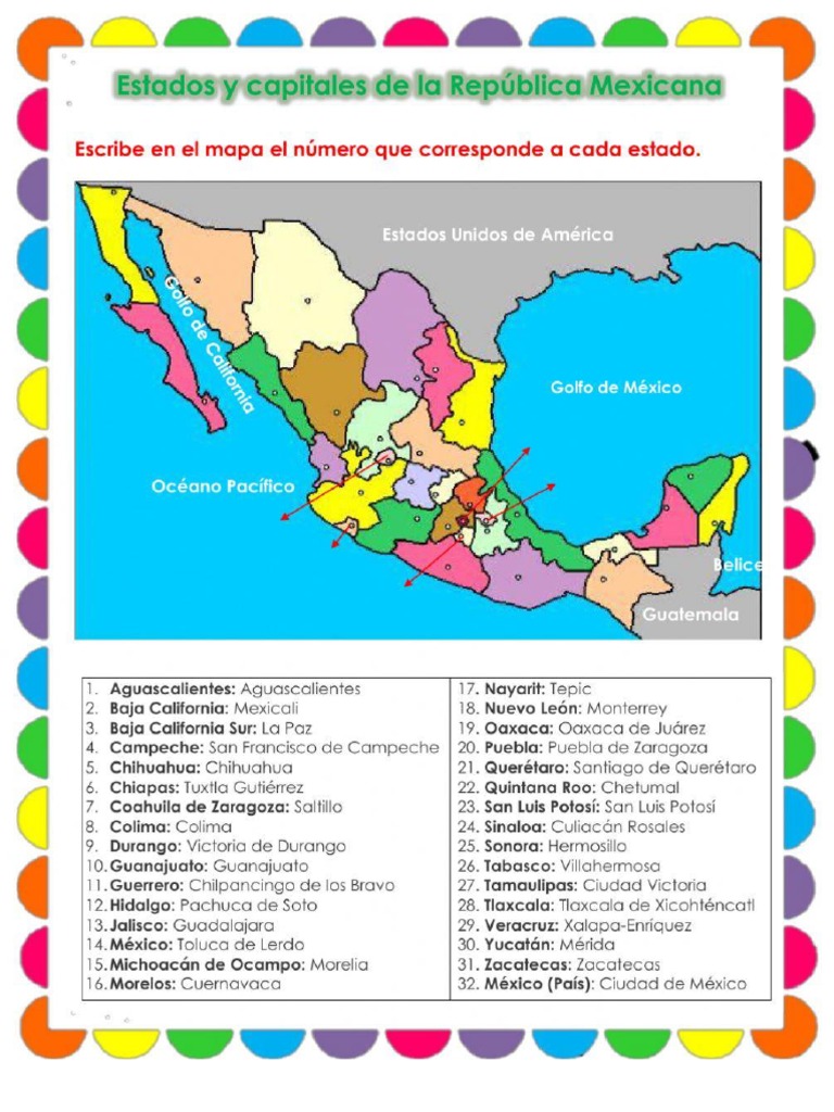 Lista De Estados De Mexico Y Sus Capitales Con Mapas Informacin
