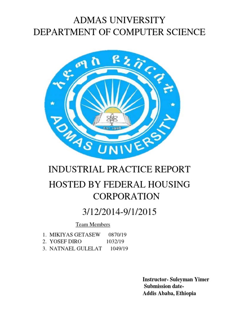 Admas University Computer Science Internship Report | PDF | Computer ...