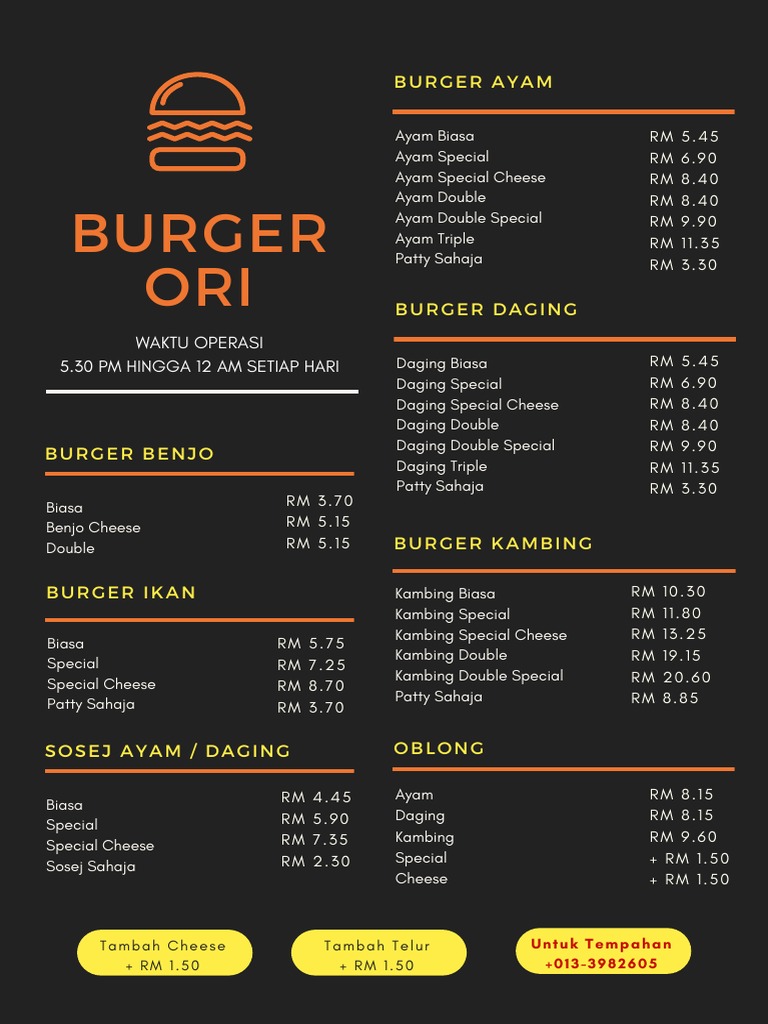 Menu grab pdf convenience food fast food
