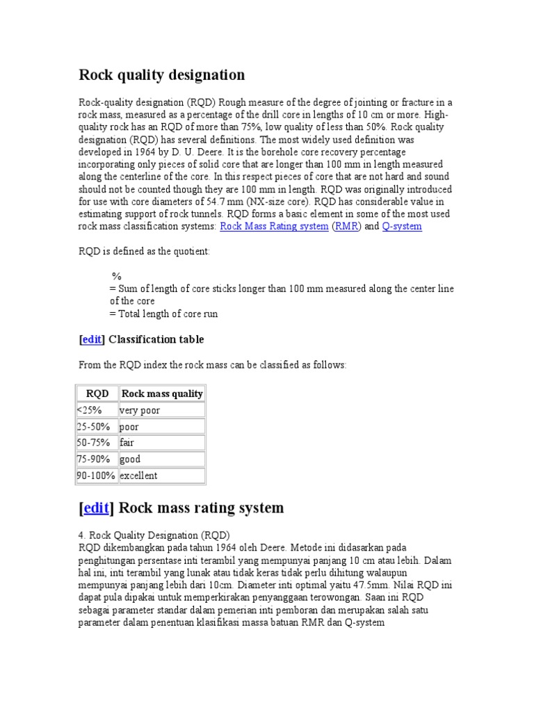 Klasifikasi Rock Quality Designation (RQD) | PDF | Komputer | Teknologi ...