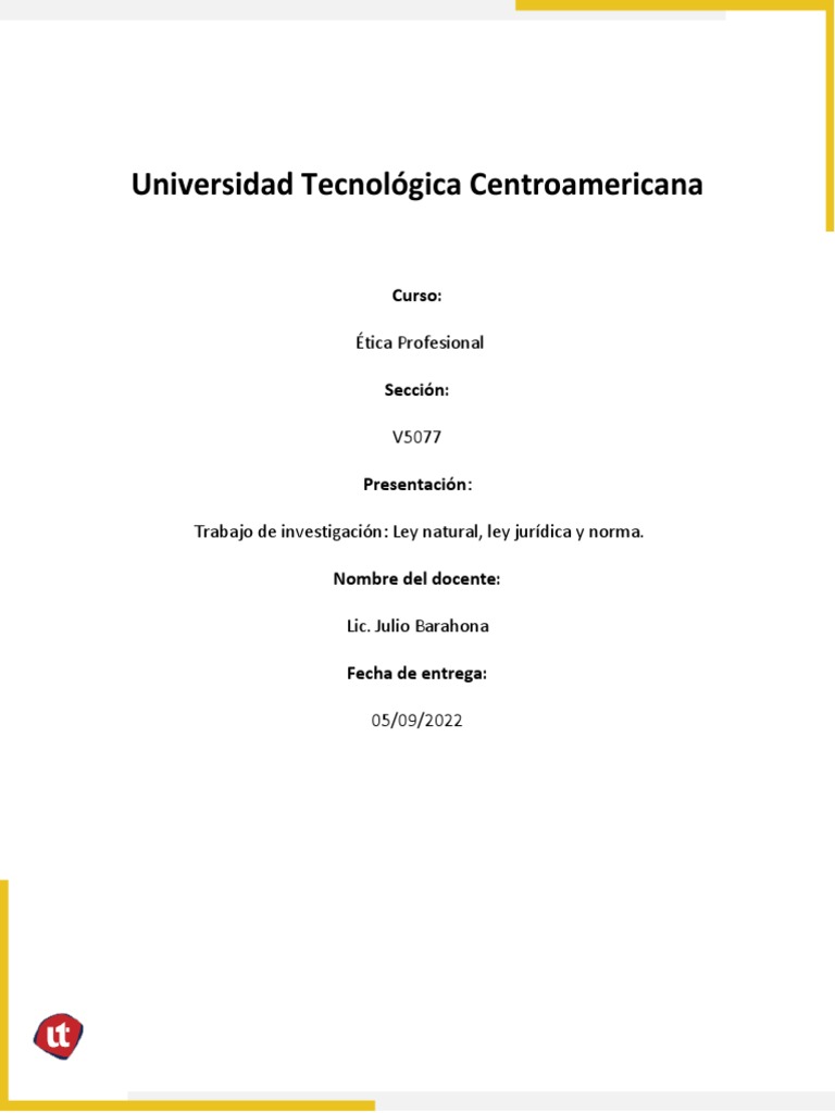 Ley Natural, Ley Juridica y Norma (Analisis) - Andrea Cruz | PDF | La ...
