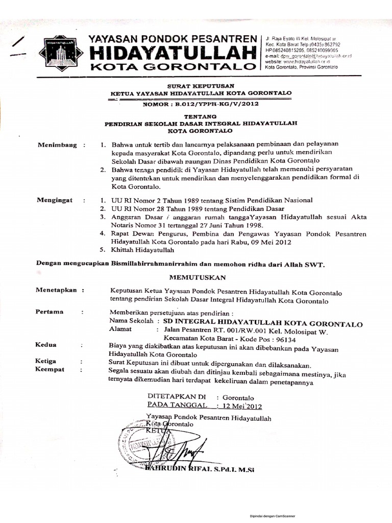 Sk Pendirian Sk Izin Operasional Pdf