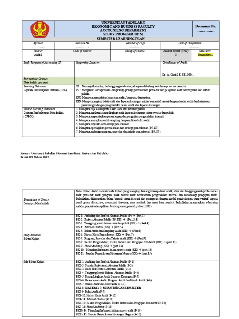 Rps Audit 2022 | PDF | Bisnis | Pengelolaan Keuangan & Uang