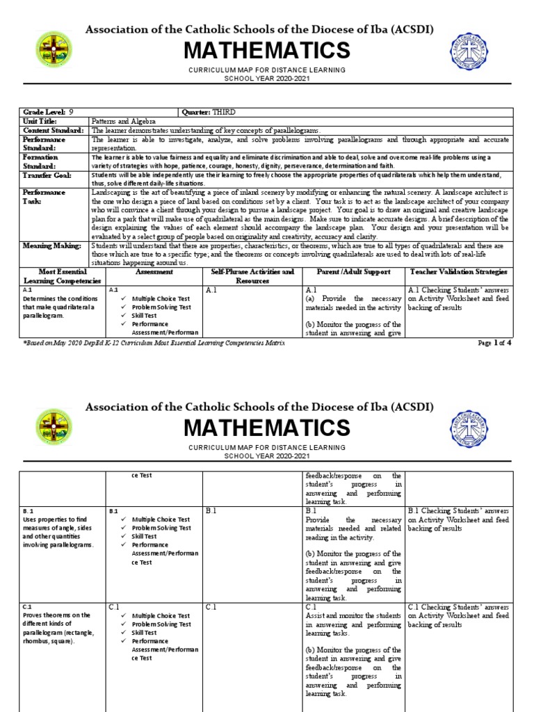 Grade 9 Math: 3rd Quarter Curriculum | PDF | Educational Assessment ...