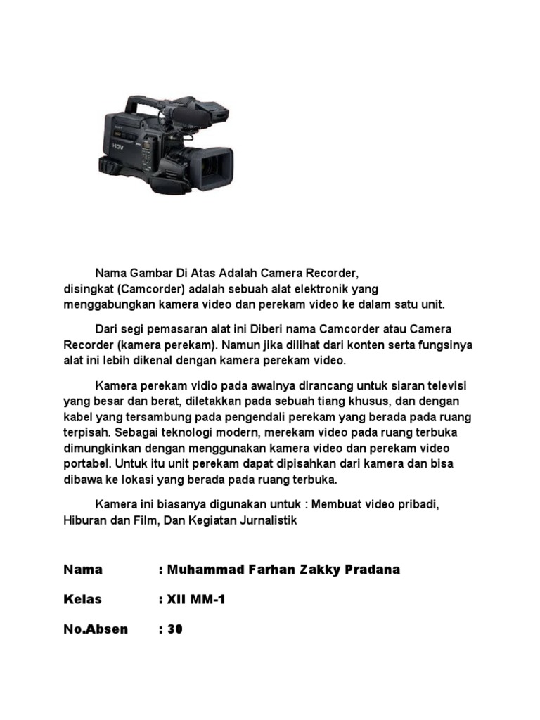 Pengertian dan Fungsi Camcorder | PDF | Teknologi & Rekayasa