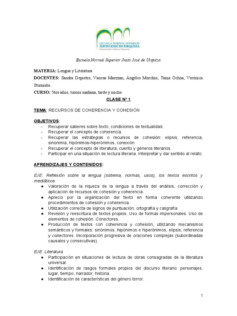 Recursos de Coherencia y Cohesión en Textos | PDF | Ficción general ...