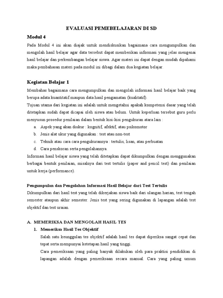Evaluasi Pembelajaran di SD: Panduan Praktis | PDF | Karier & Perkembangan