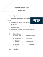 Detailed Lesson Plan on Subject-Verb Agreement