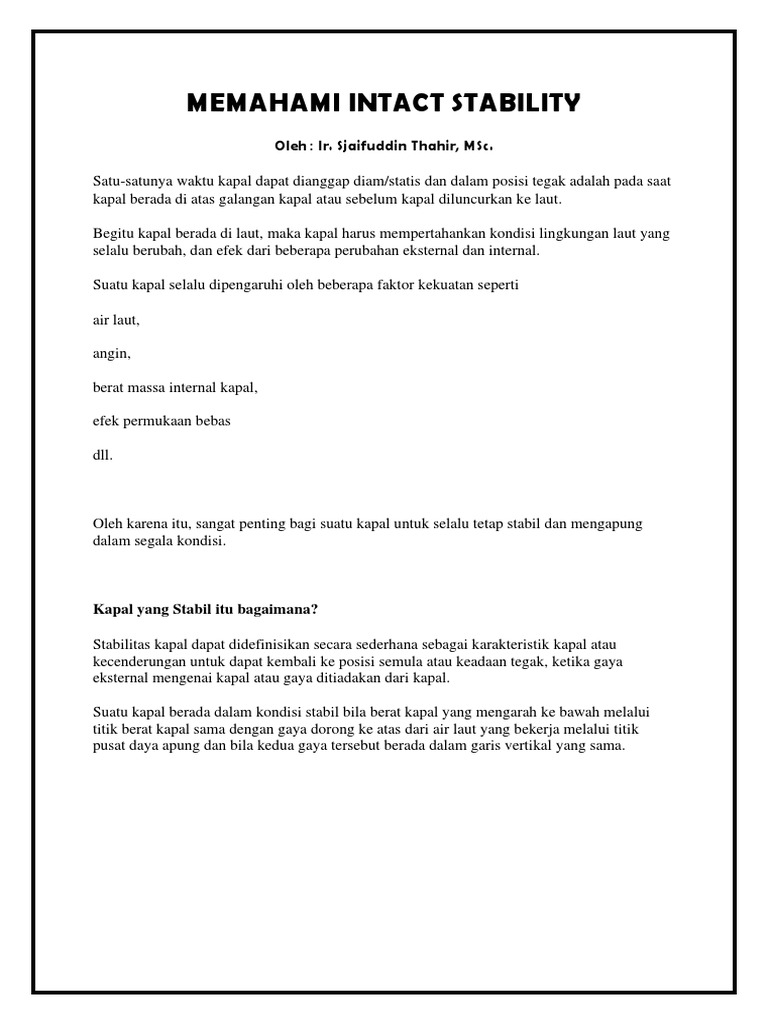 Memahami Intact Stability Kapal | PDF