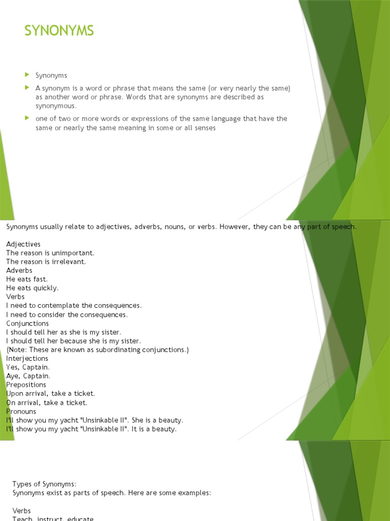 SYNONYMS and ANTONYMS | PDF | Part Of Speech | Adverb