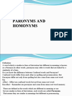 Paronyms and Homonyms