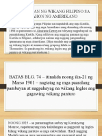 Kasaysayan NG Wikang Filipino Sa Panahon NG Amerikano