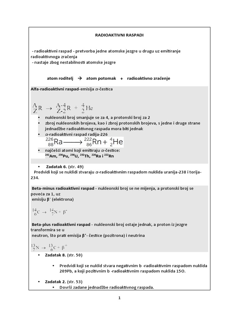 Plan Ploče - Radioaktivni Raspadi | PDF
