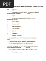 SOP On Operation, Cleaning and Monitoring of Laminar Air Flow.